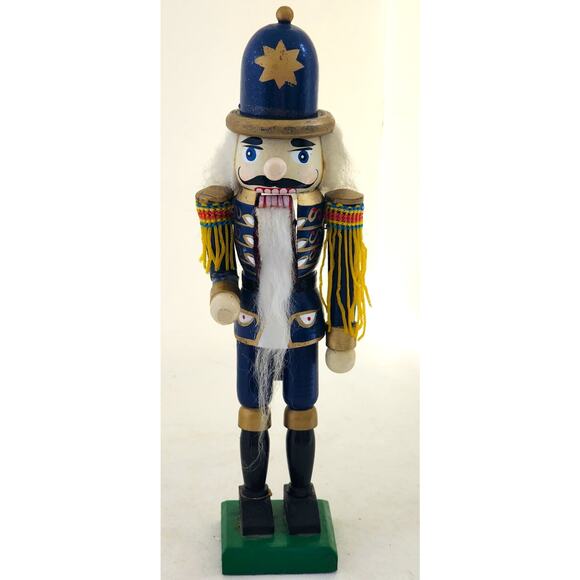 NUTCRACKER-Wooden-Soldier-Blue Uniform-Gold Star Hat-10" Tall-Hand Painted - Picture 8 of 11